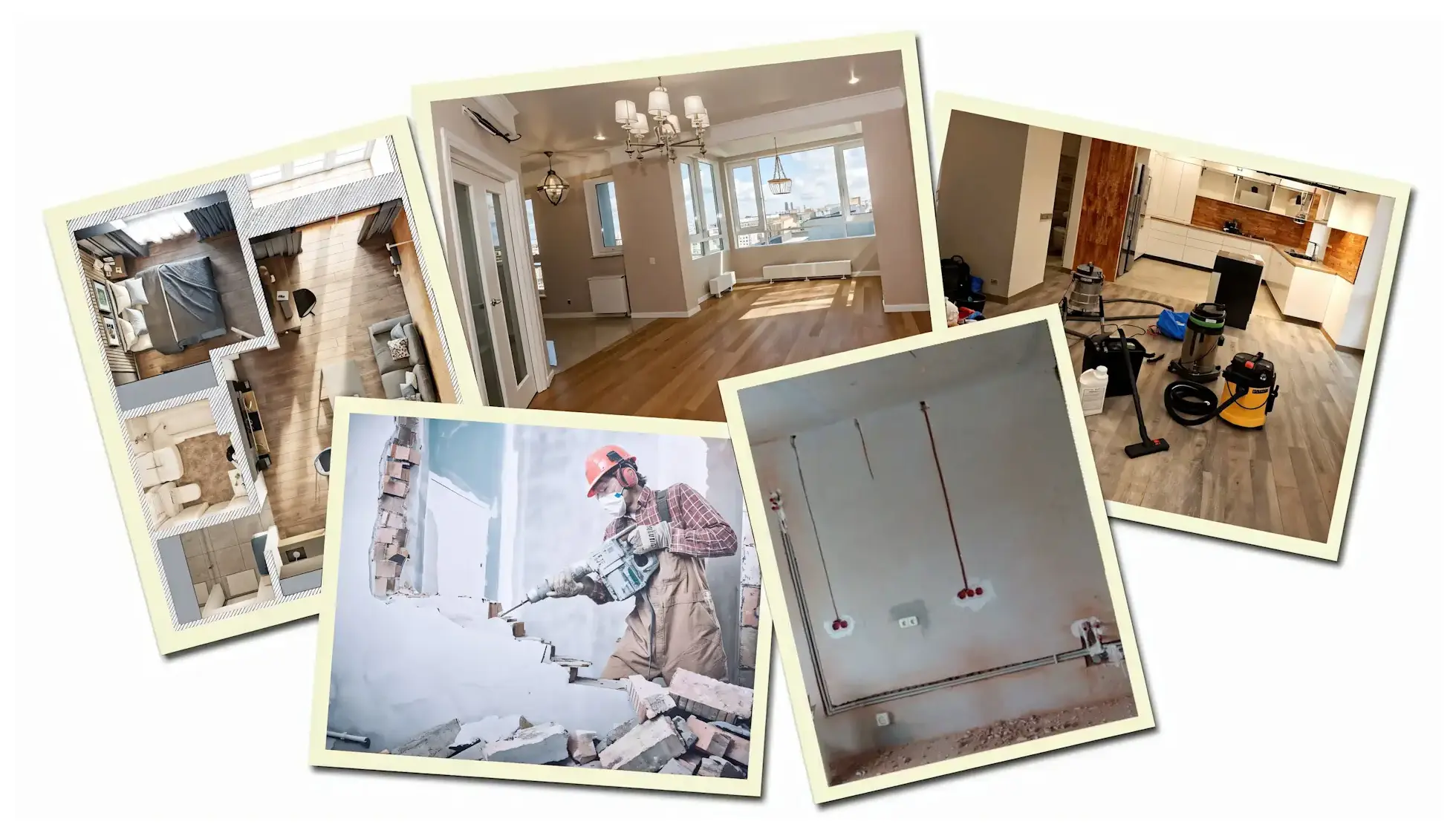 Все виды работ! Проект, демонтаж, черновая,<br>чистовая отделка и даже уборка